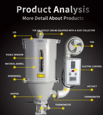 La machine de plastique de résine de déchets de dessiccateur de moulage par injection, dessiccateur en plastique automatique de trémie de prix usine déshydratent